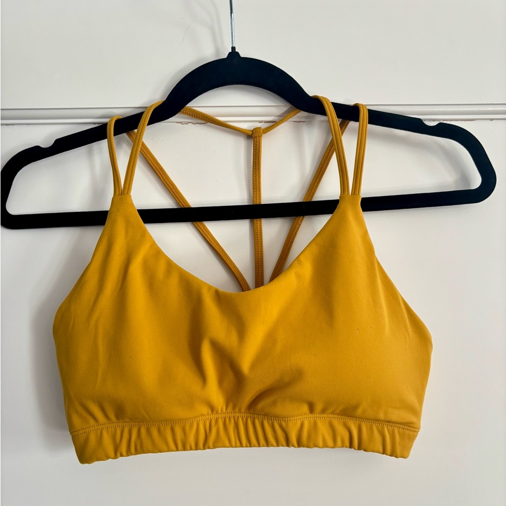 Yellow Strappy Women's sports bra